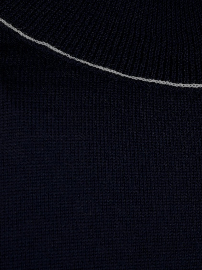 Maison Margiela Fitted Knit Top With High Neckline And Contrast Stitching