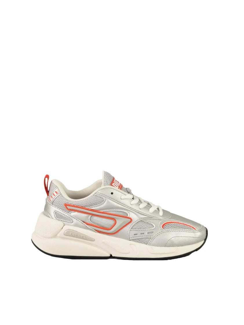 Diesel Silver-Grey Polyester-Blend Dynamic Sneakers