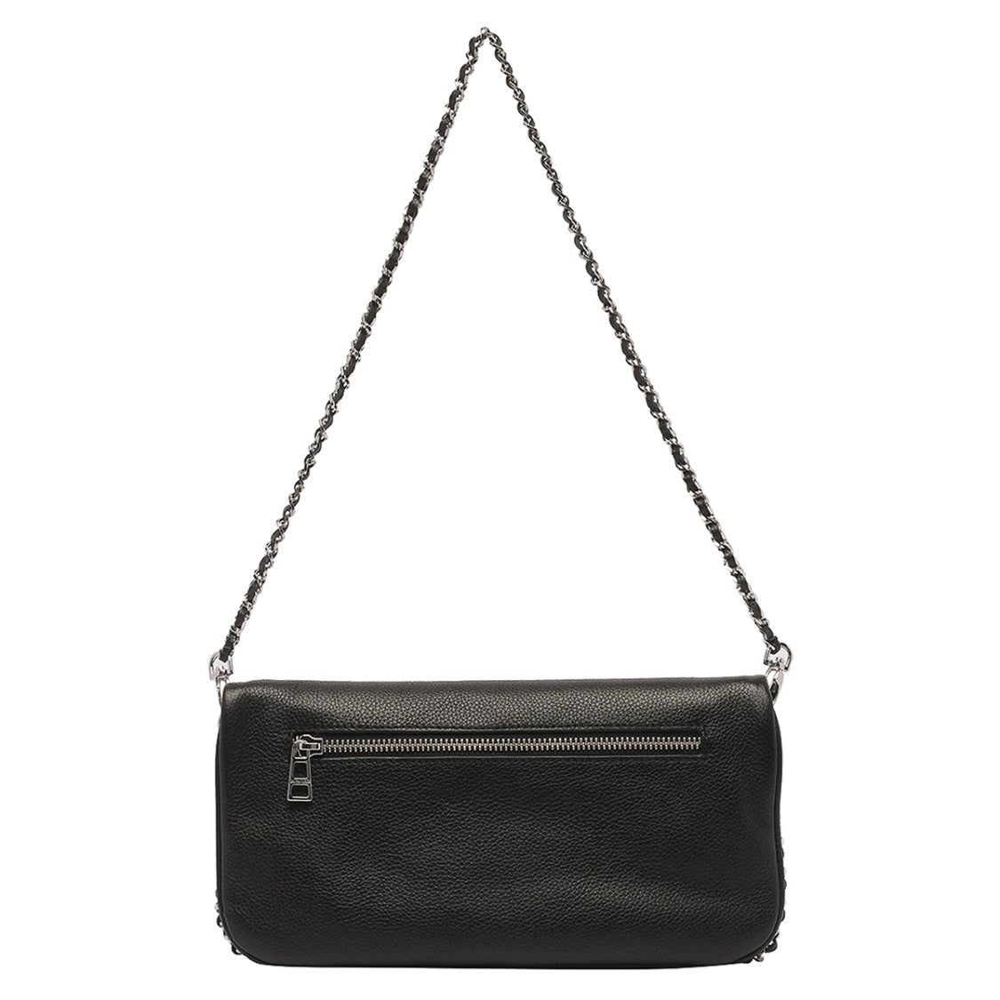 Zadig & Voltaire Textured Black Leather Rock Shoulder Bag With Chain-Link Strap