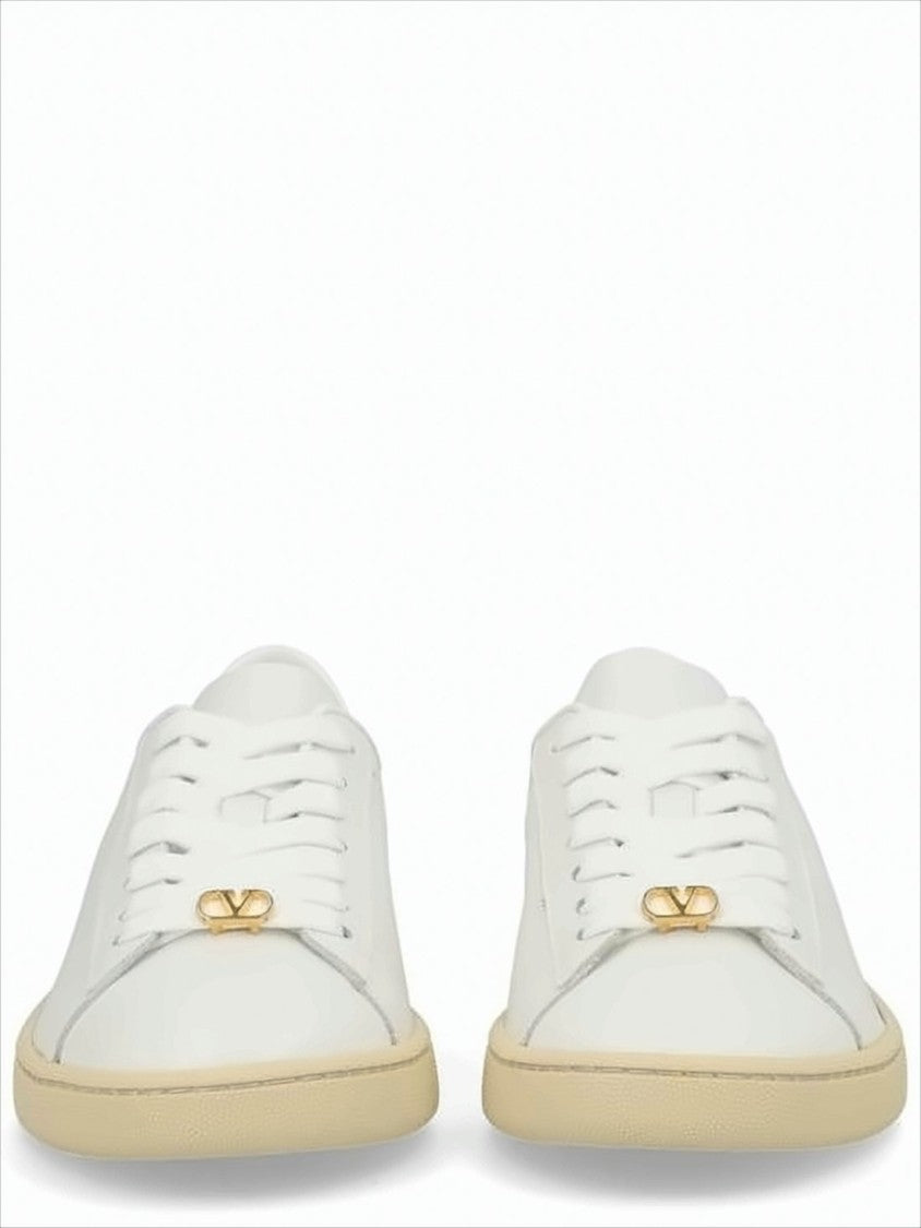 Valentino Garavani Low-Top Calf Leather Sneakers With Gold-Detail Accent