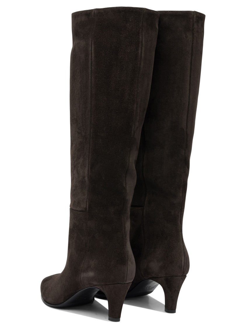 Strategia Knee-High Brown Suede Boots With Pointed Toe