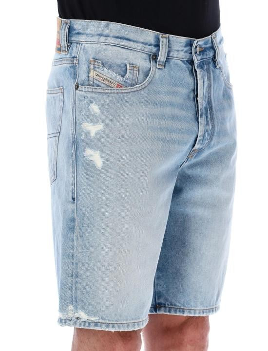 Diesel Light Blue Denim Shorts With Classic Five-Pocket Design