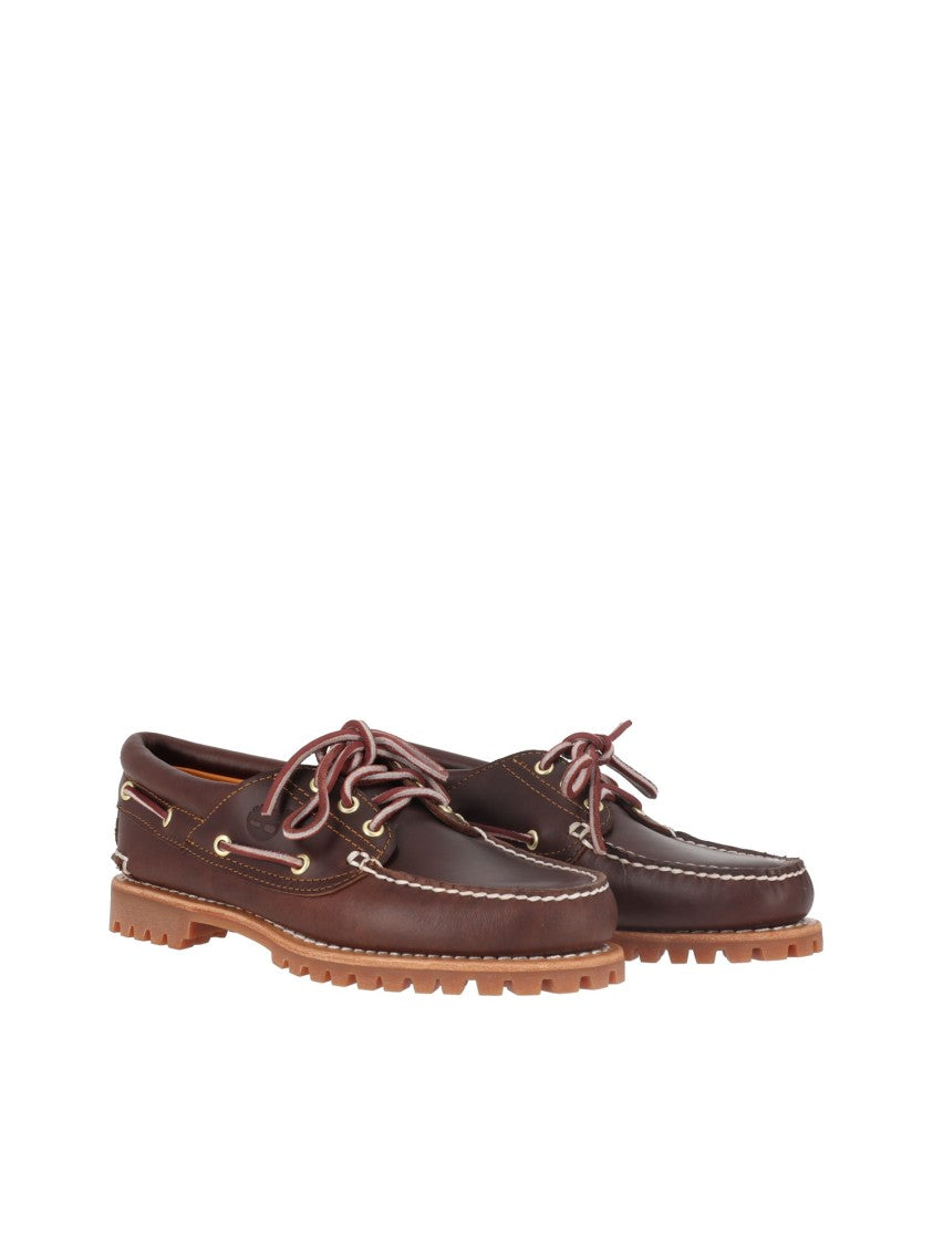 Timberland Brown Authentic Moccasin Stitch Leather Boat Shoes