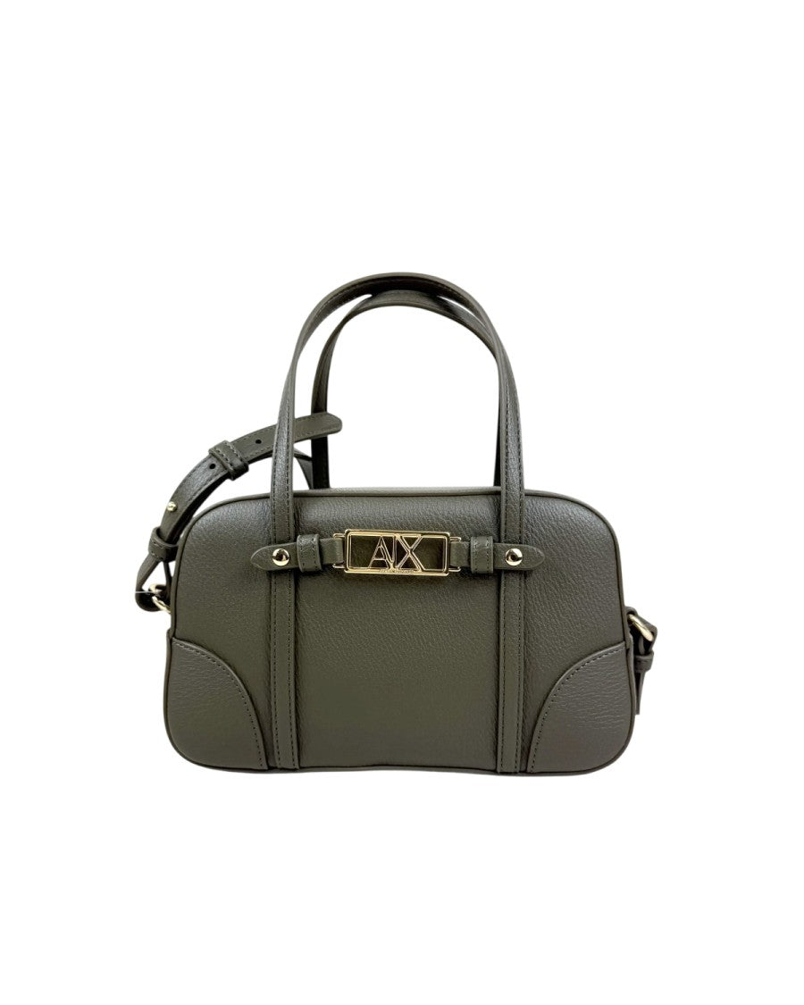 Armani Exchange Polished Grey Synthetic Leather Shoulder Bag