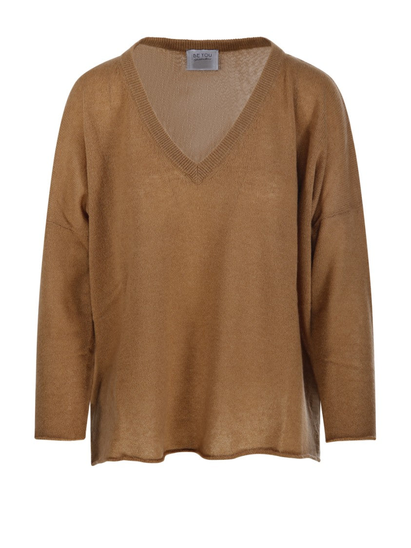 Be You Brown Cashmere V-Neck Sweater
