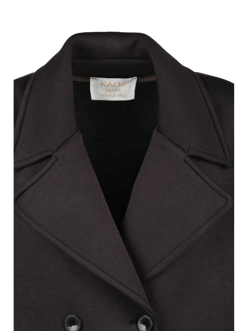 Kaos Brown Neoprene Double-Breasted Blazer