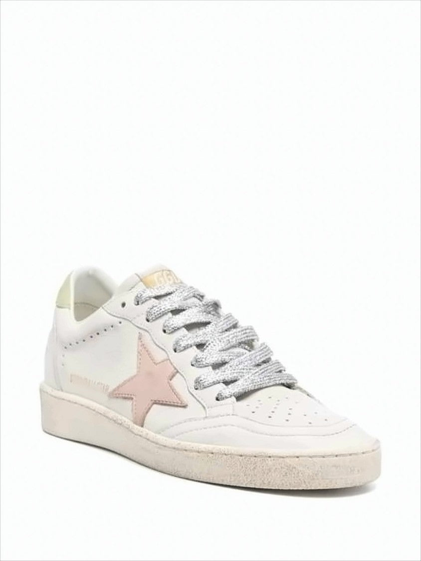 Golden Goose Low-Top Sneakers With Distressed Leather And Glitter Laces