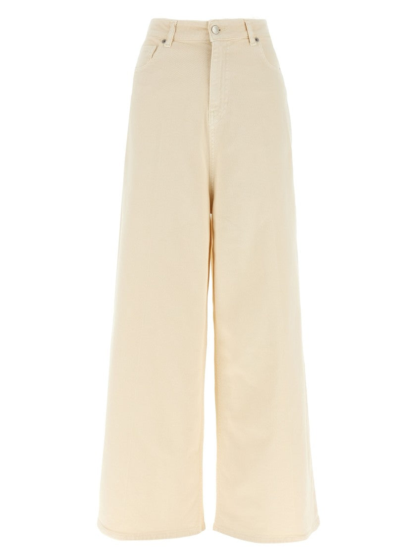 Nude High-Waisted Wide Leg Jeans
