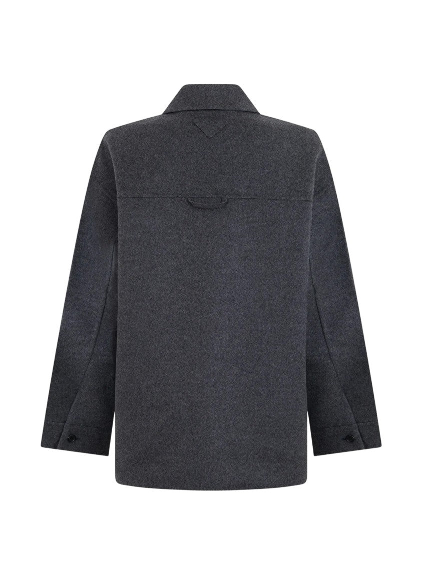 Prada Dark Gray Felted Virgin Wool-Blend Shirt Jacket