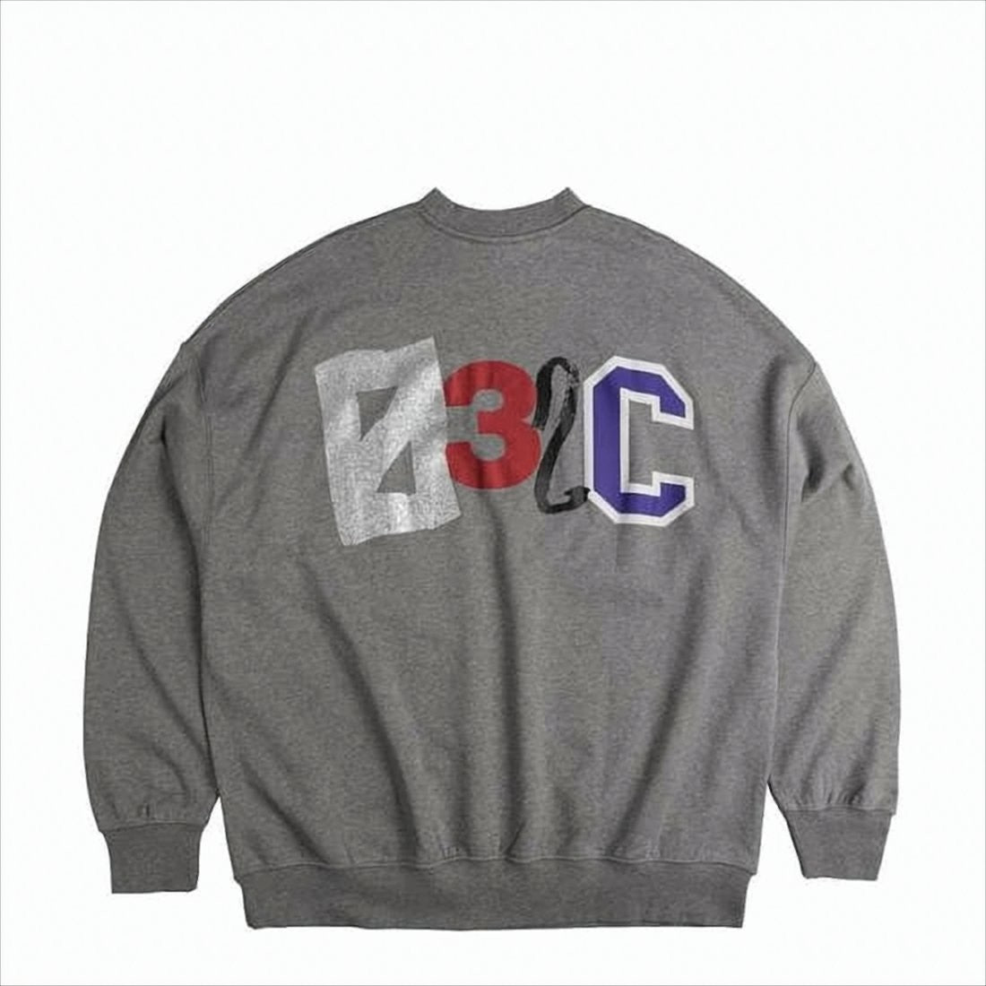 032C Relaxed Fit Grey Long-Sleeve Crewneck Sweatshirt
