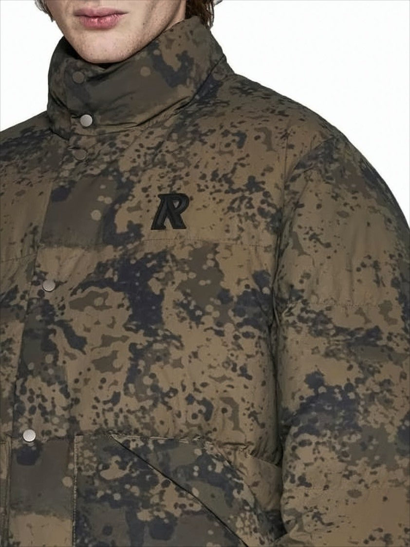 Represent High-Collar Puffer Jacket With Camouflage Design