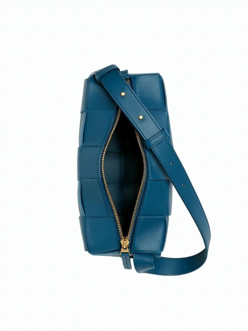 Bottega Veneta Rectangular Lambskin Leather Shoulder Bag With Woven Pattern