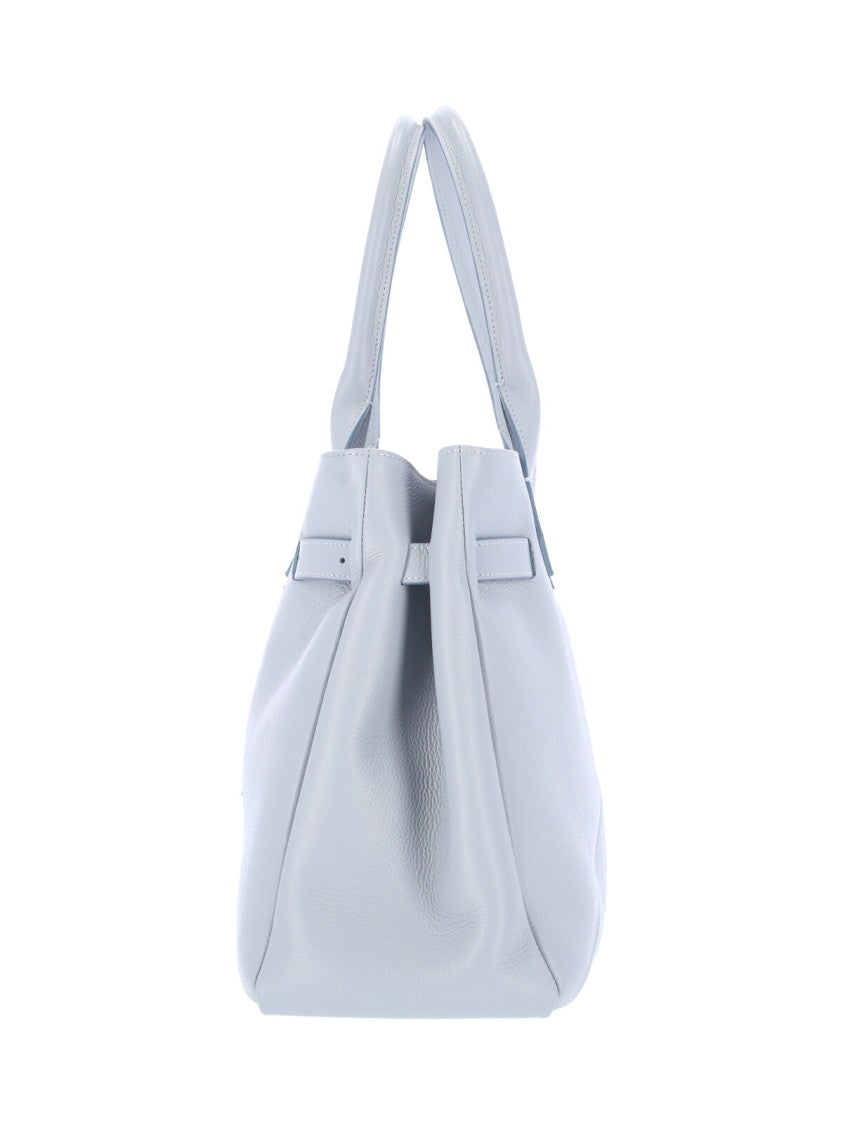 Ballantyne Structured Light Blue Calf Leather Tote With Adjustable Buckle