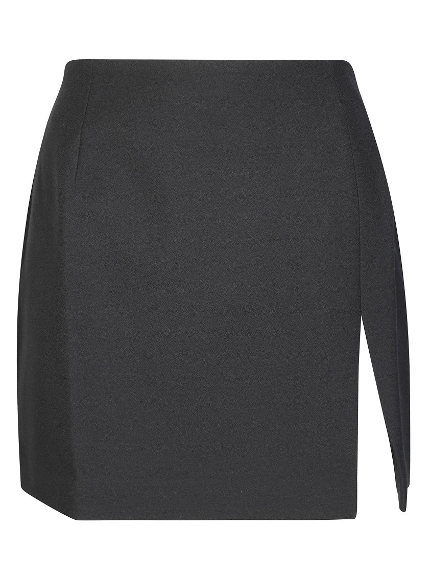 The Andamane Fitted Black Mini Skirt With Subtle Slit Detail