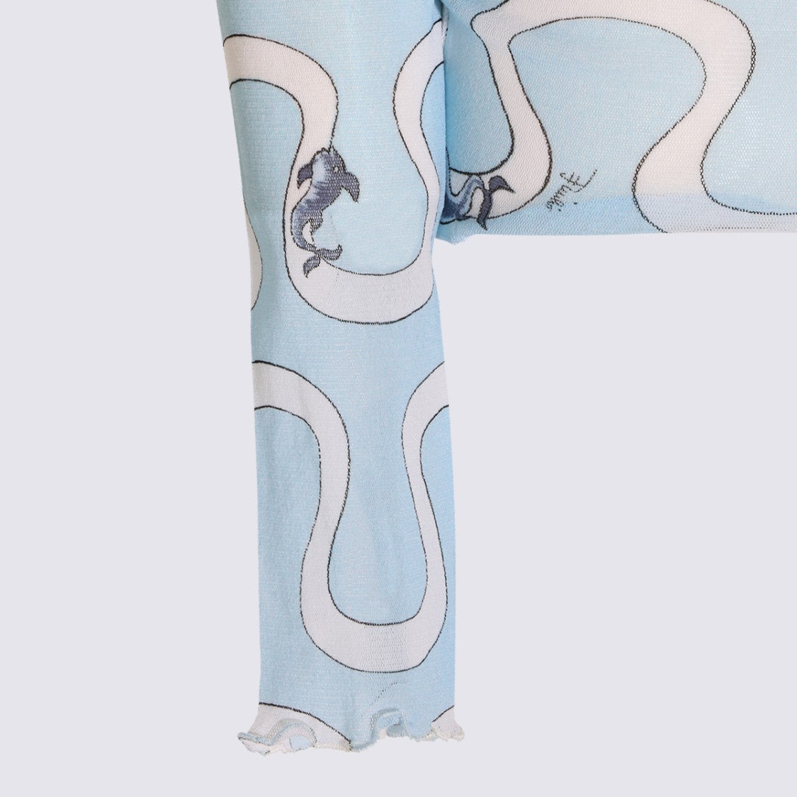 Emilio Pucci Fitted Long-Sleeve Top With Abstract Wavy Pattern