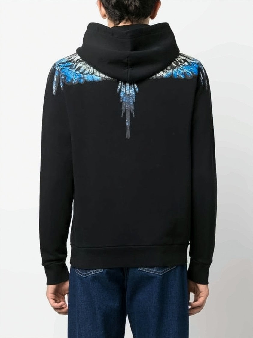 Marcelo Burlon Wing-Graphic Cotton Hoodie With Drawstring Hood