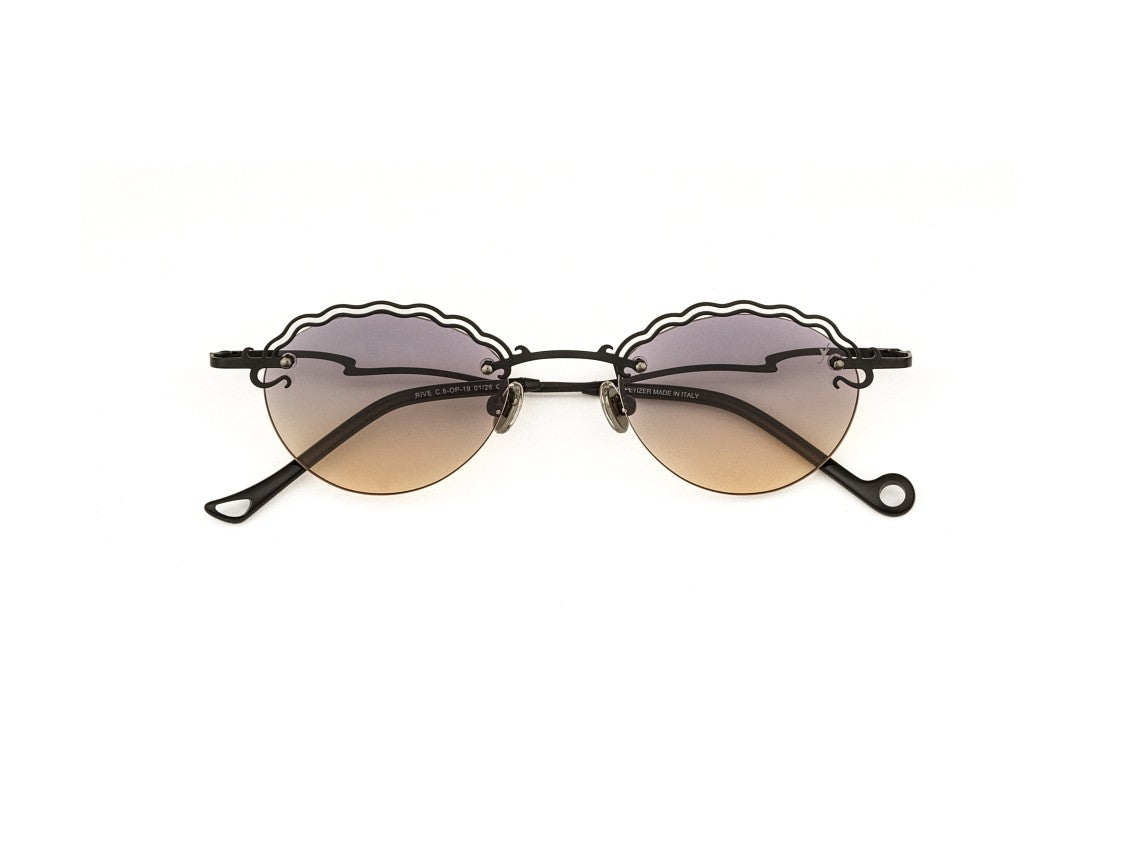 Eyepetizer Rive Scalloped Gradient Round Sunglasses