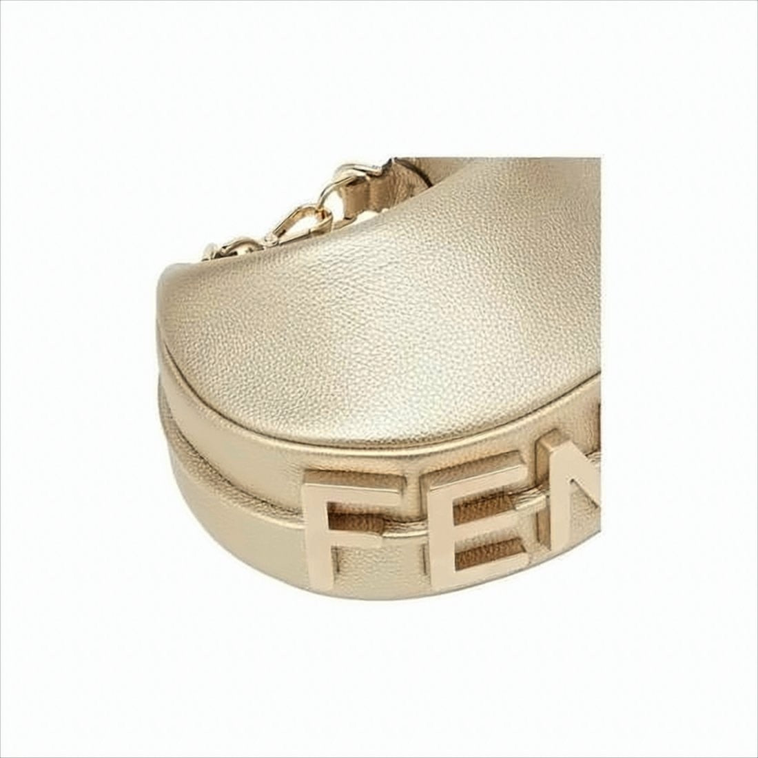 Fendi Crescent Shaped Textured Calf Leather Tote Bag With Gold-Tone Hardware