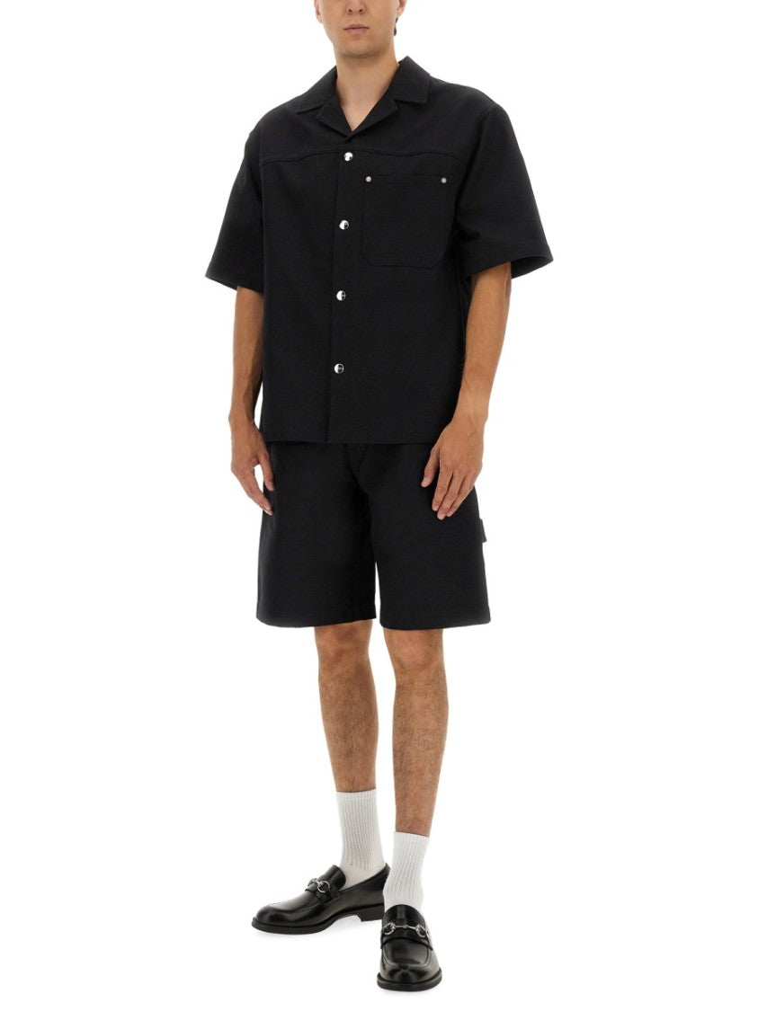 Gucci Gg Black Jacquard Utility Denim Shorts