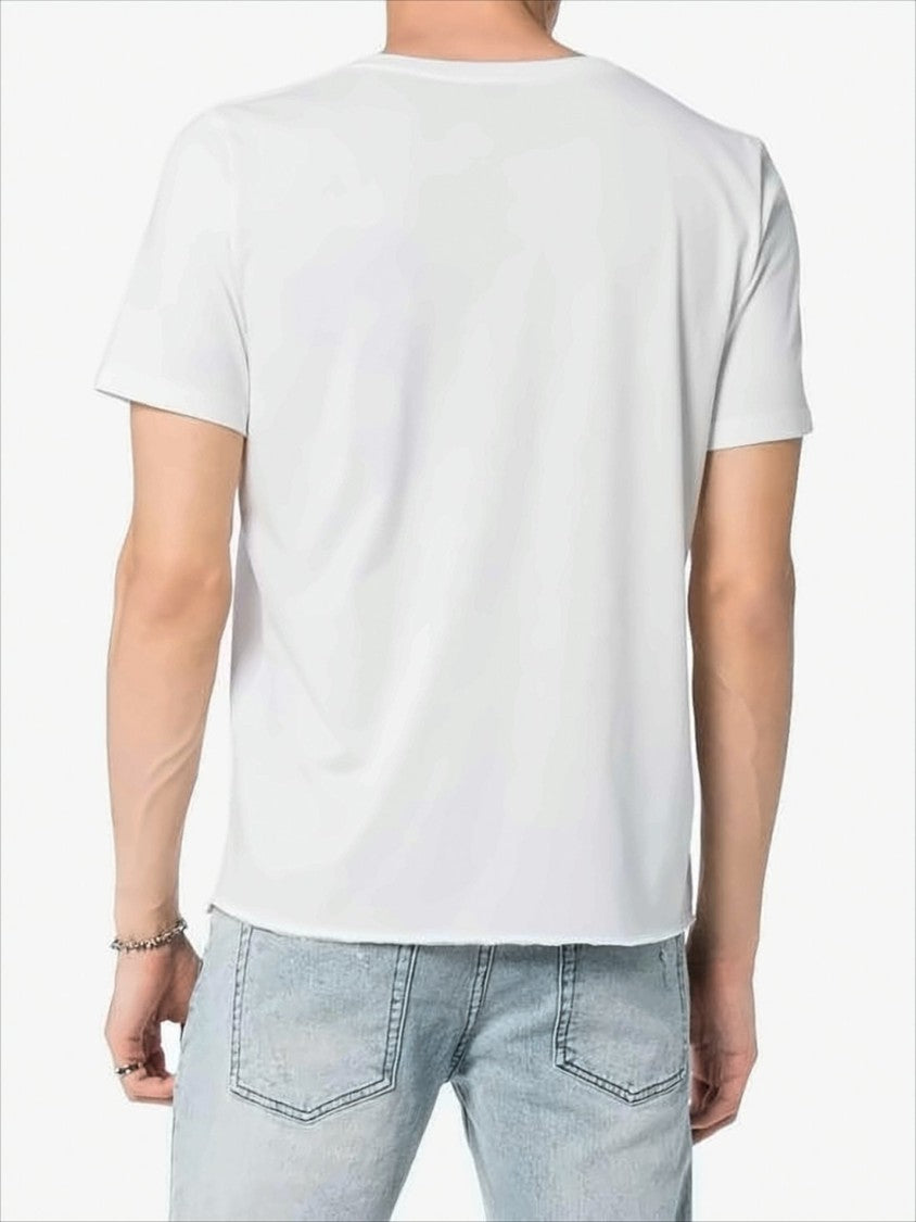 Saint Laurent White Short-Sleeve Cotton T-Shirt With Subtle Logo