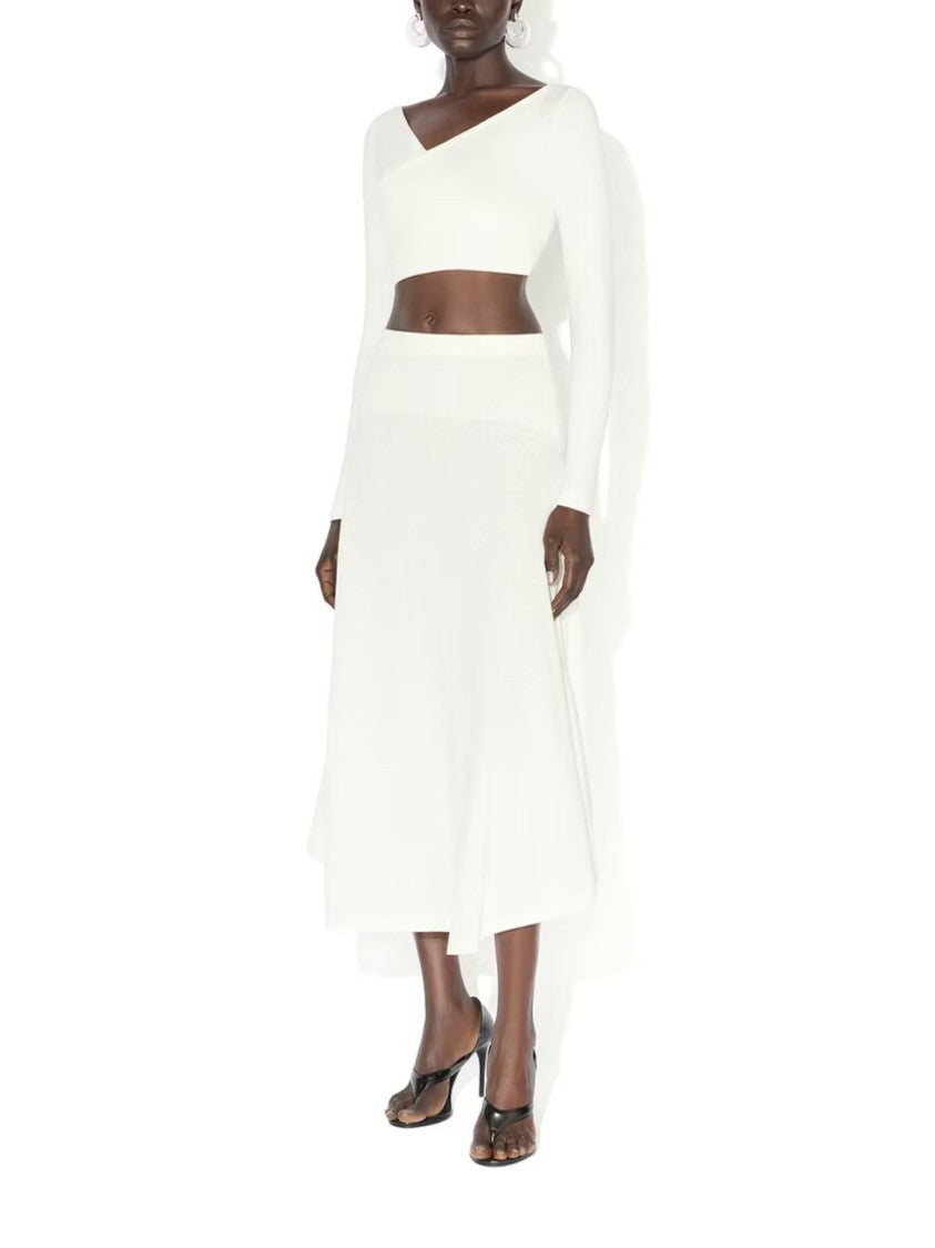 Alaïa Ivory Asymmetrical High Waist Midi Skirt