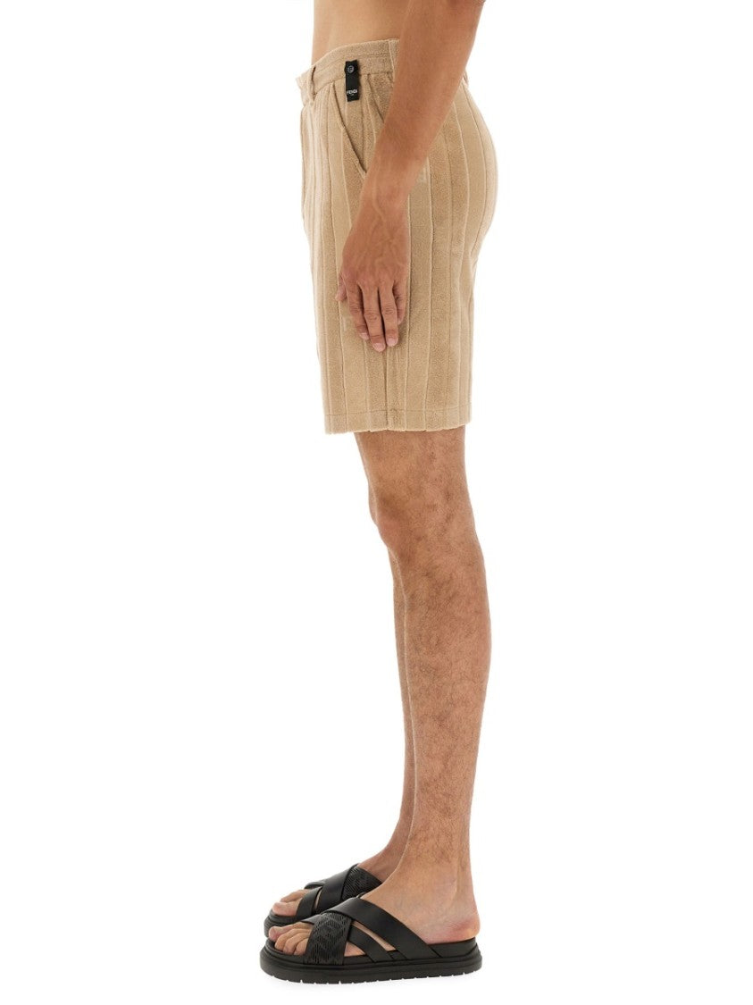 Fendi Textured Cotton Sea Boxer Shorts With Classic Waistband