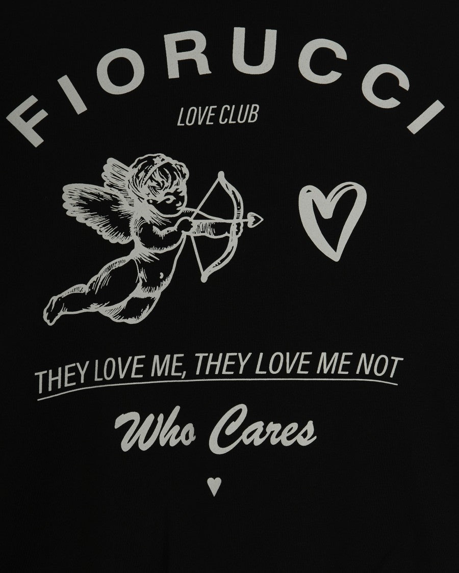 Fiorucci Crop Cupid Love Club Black Sweatshirt
