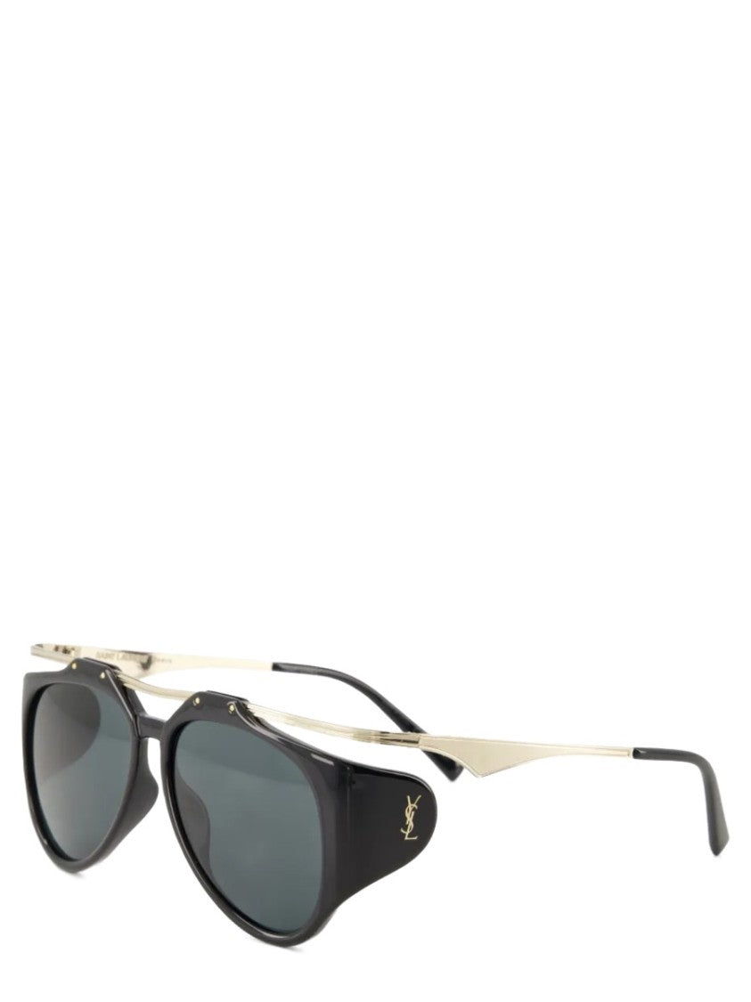 Saint Laurent Black Acetate Aviator Sunglasses