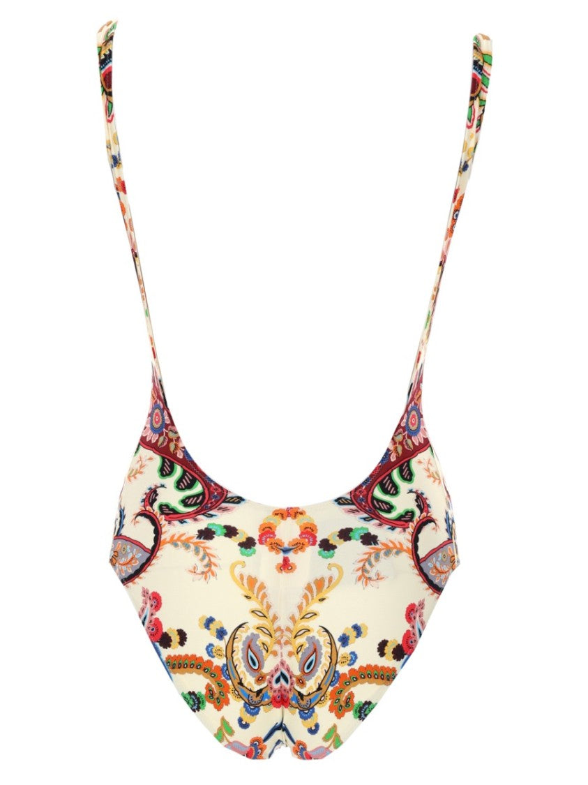 Etro Artistic Paisley Floral Square Neck Swimsuit