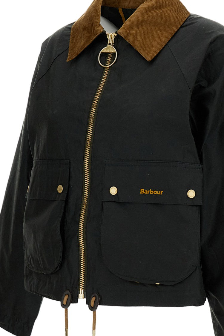 Barbour Waxed Cotton Jacket With Contrasting Corduroy Collar