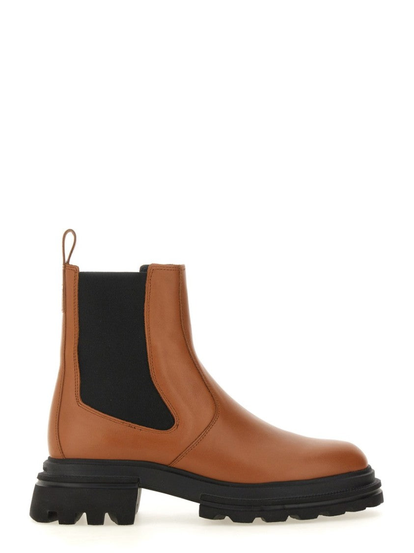 Hogan Brown Calfskin Chelsea Boots