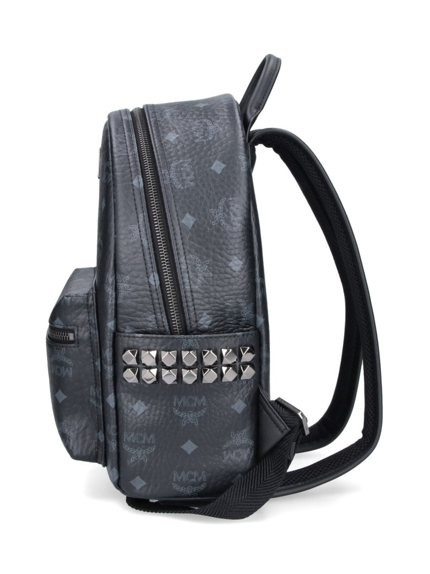 Mcm Black Stark Visetos Fabric Backpack