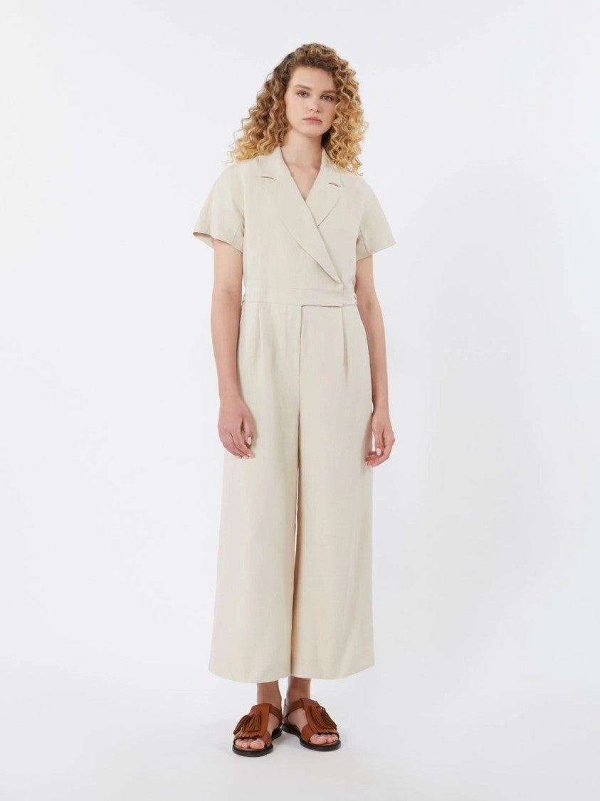 Max Mara Short-Sleeved Jumpsuit With Wrap Front And Notched Lapel