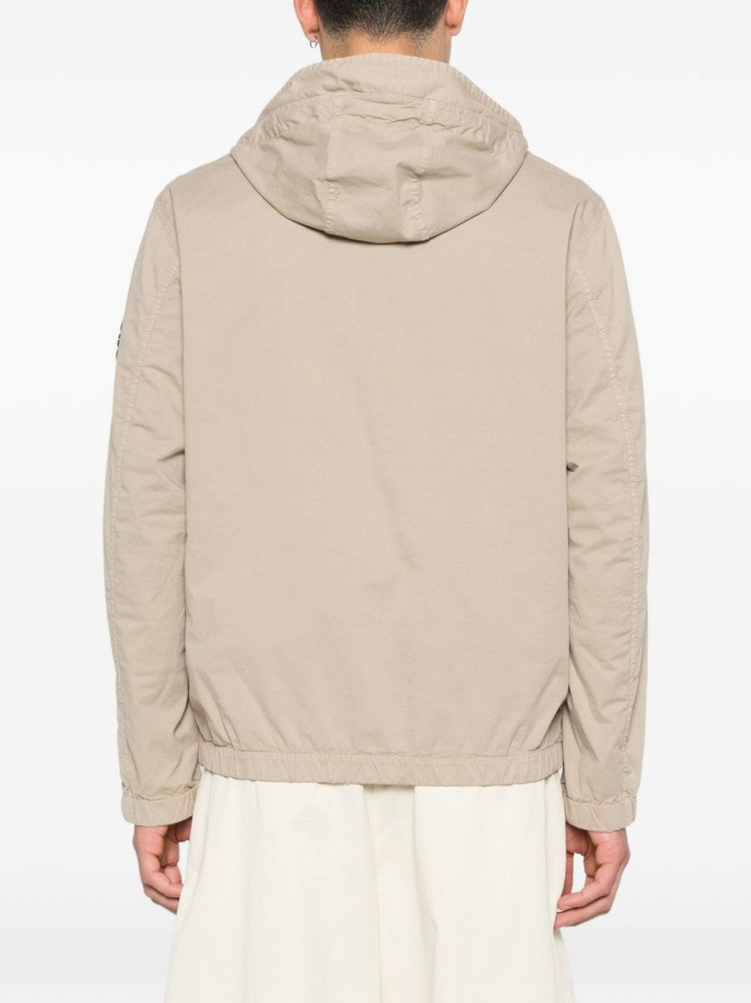 Stone Island Beige Zip-Up Hoodie Jacket With Flap Pockets