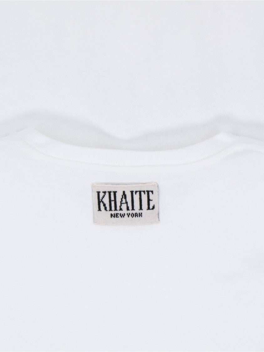 Khaite "Mae" T-Shirt, White Cotton, Crew Neck