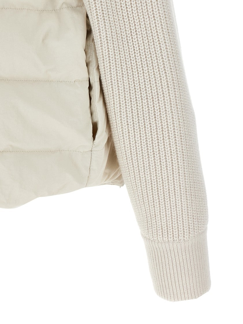Brunello Cucinelli Two-Material 'Shiny Flap Detail' Down Jacket