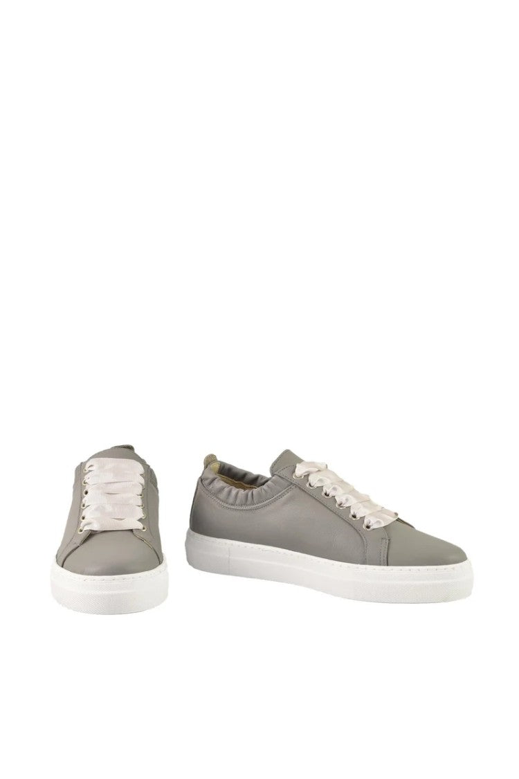 Twelve Style Division Low-Top Grey Sneakers With Smooth Leather Upper