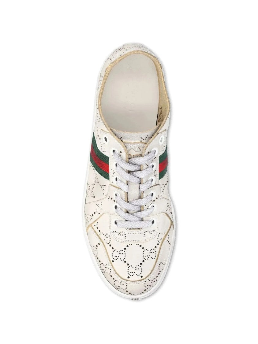 Gucci White Coda Low Top Perforated Sneakers