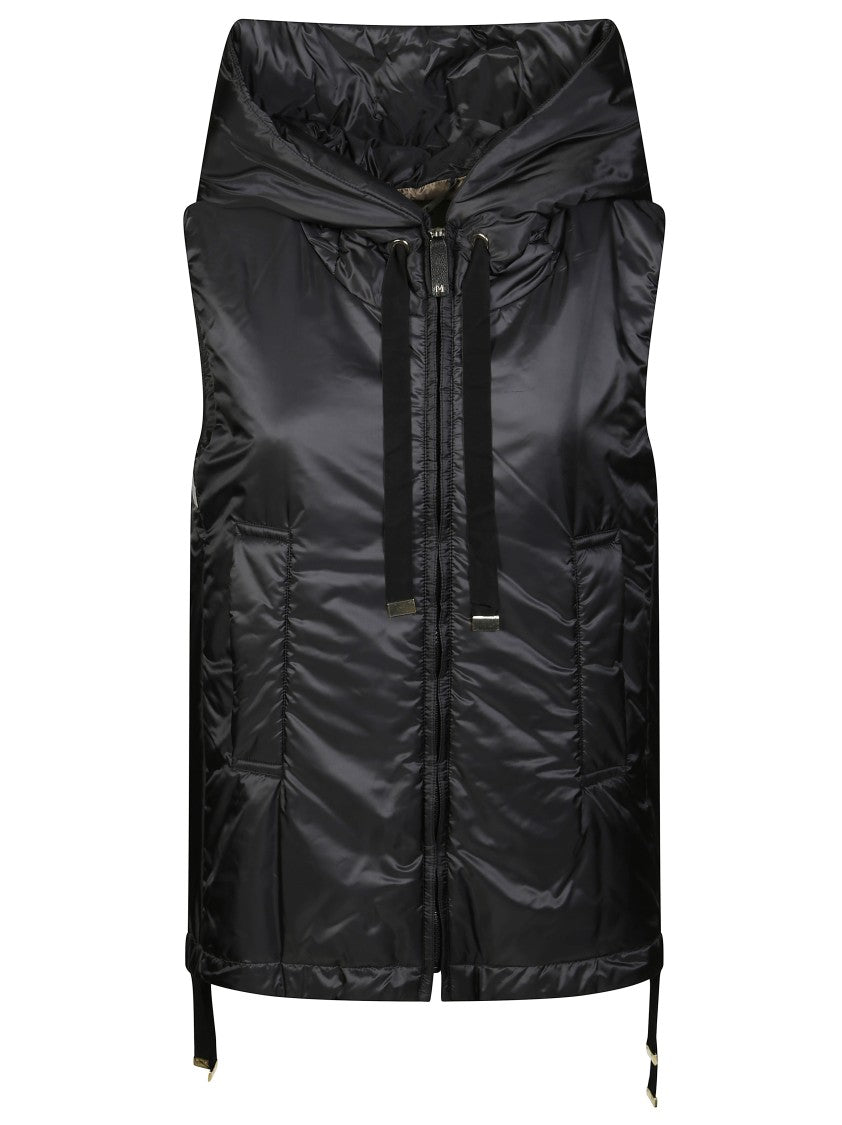 Max Mara Greengo High Collar Sleeveless Hooded Jacket