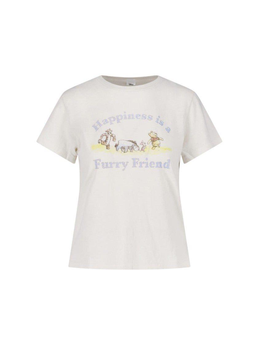 Re/Done White Printed Cotton T-Shirt