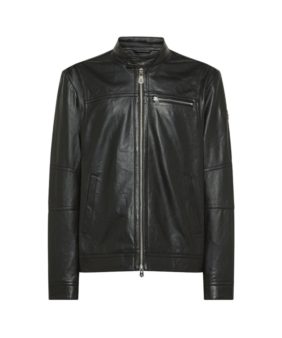 Peuterey Short Slim-Fit Biker Leather Jacket