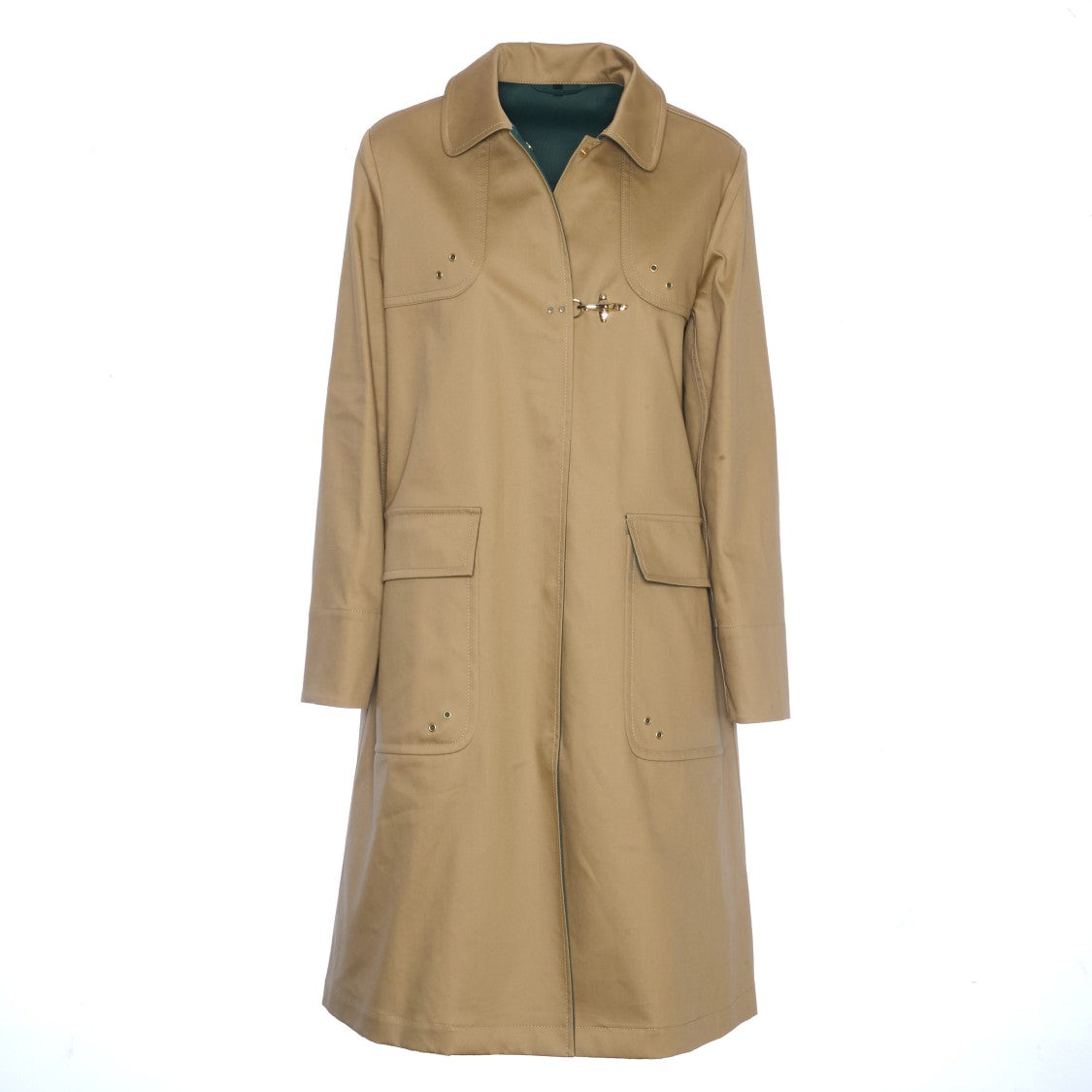 Fay Oversized Gabardine Stretch Car Coat With Trench-Style Flaps