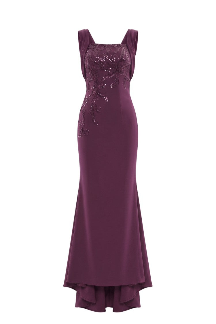 Saiid Kobeisy Embellished Long Crepe Dress