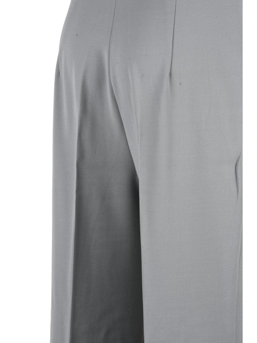 Max Mara Grey Wide-Leg Virgin Wool Pants