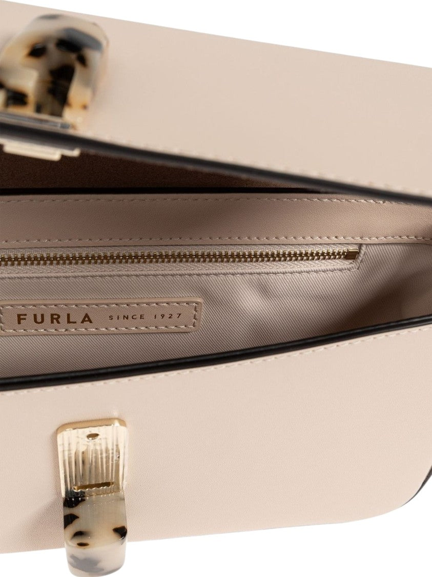 Furla Fine Grain Leather Crossbody Bag With Tortoiseshell Clasp