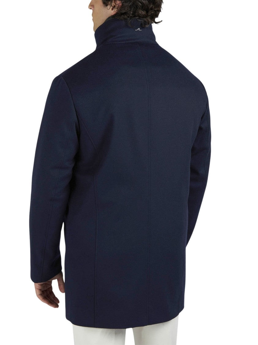Paul & Shark Refined Black Coat With High Stand Collar