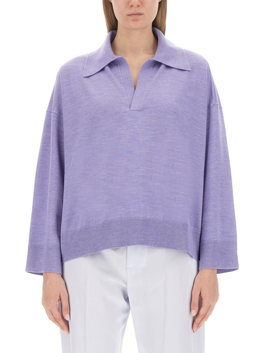 Bottega Veneta Oversized Wool Polo Shirt With Classic Collar