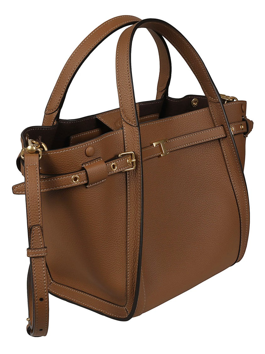 Tod's Small Tim Trapezoidal Brown Calfskin Tote Bag