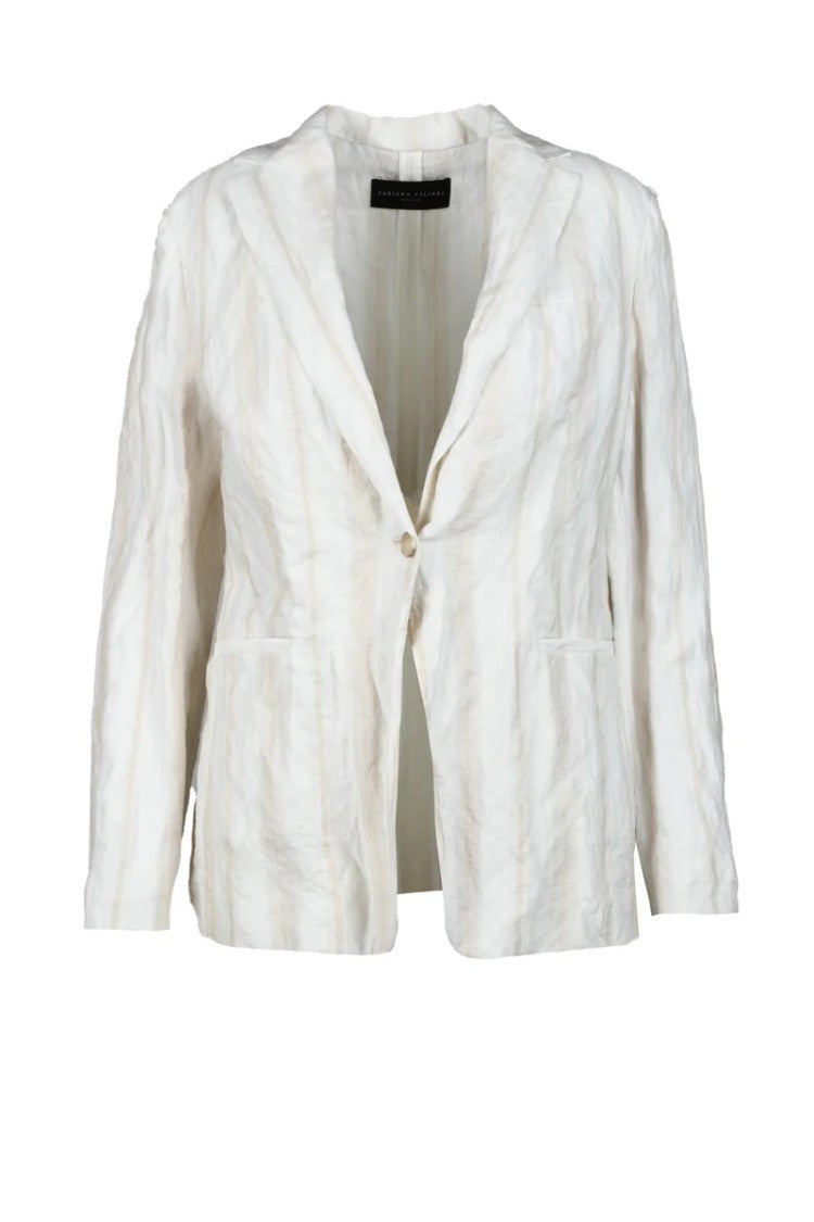 Fabiana Filippi Jacket Cotton Metallic Fiber - White/Beige