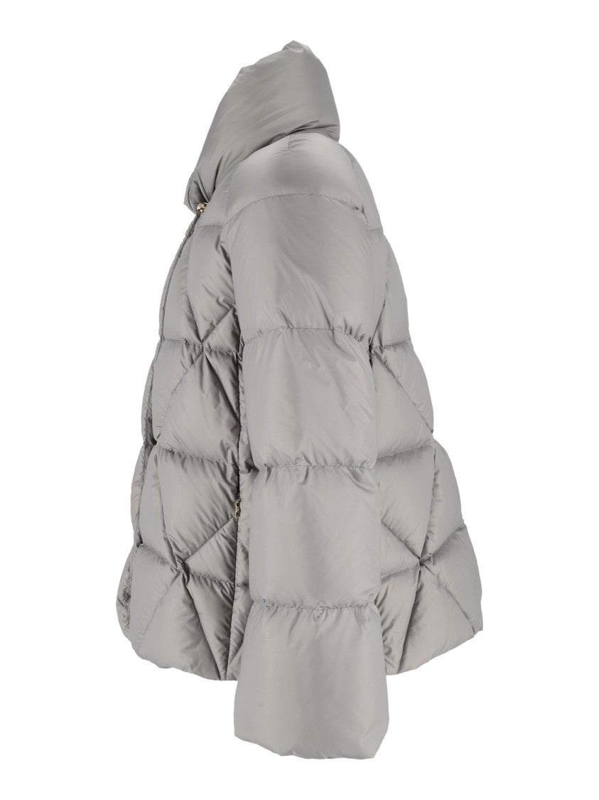 Fay Diamond Quilted Down Cape Jacket With Metallic Clasp